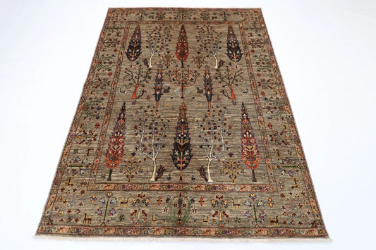 153 x 202 cm | Tree of Life Afghan Tribal Hand Knotted Veg Dye Wool Carpet