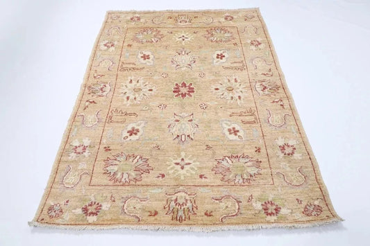 141 x 185 cm | Oushak Afghan Tribal Hand Knotted Veg Dye Wool Carpet