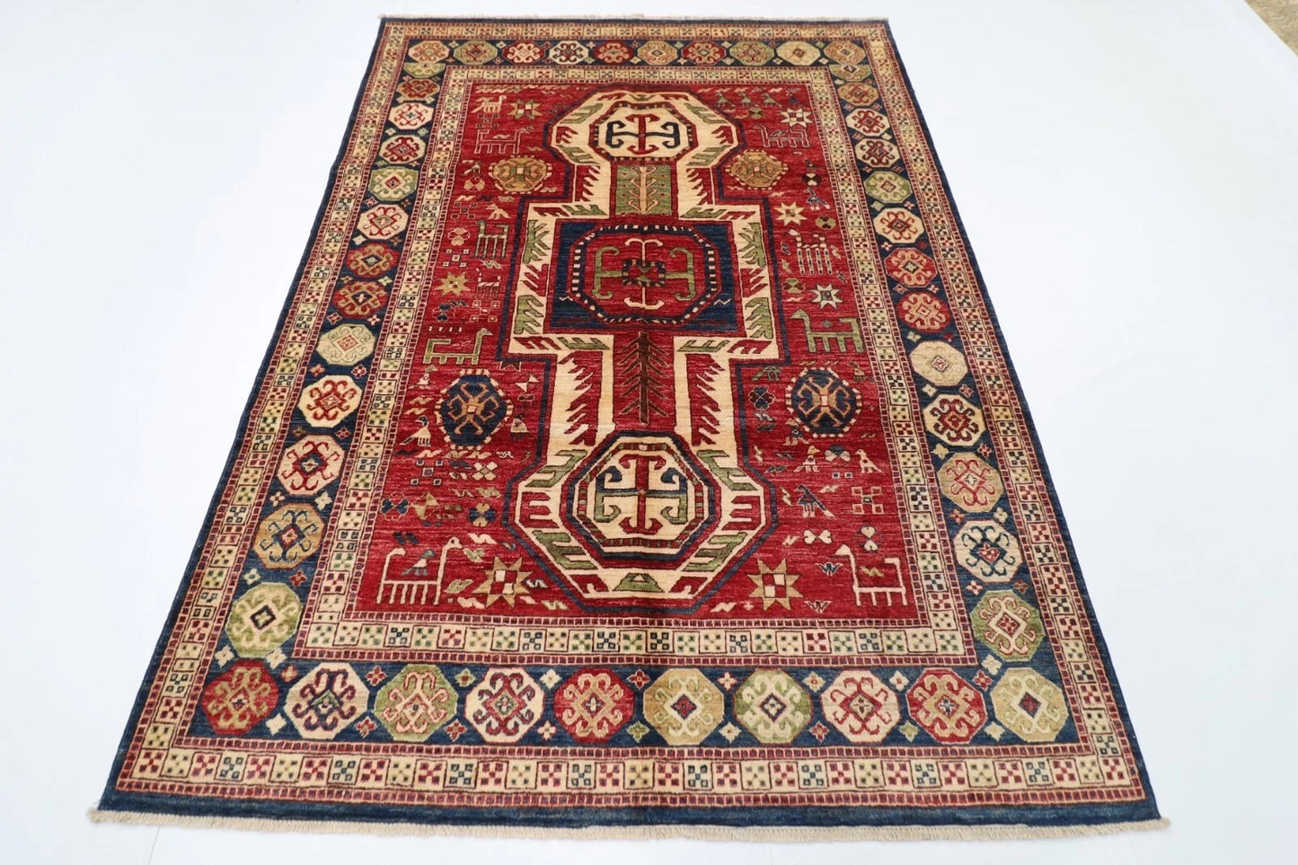 173 x 238 cm | Serapi Afghan Tribal Hand Knotted Veg Dye Wool Carpet