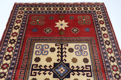 174 x 255 cm | Kazak Red Afghan Tribal Hand Knotted Wool Carpet