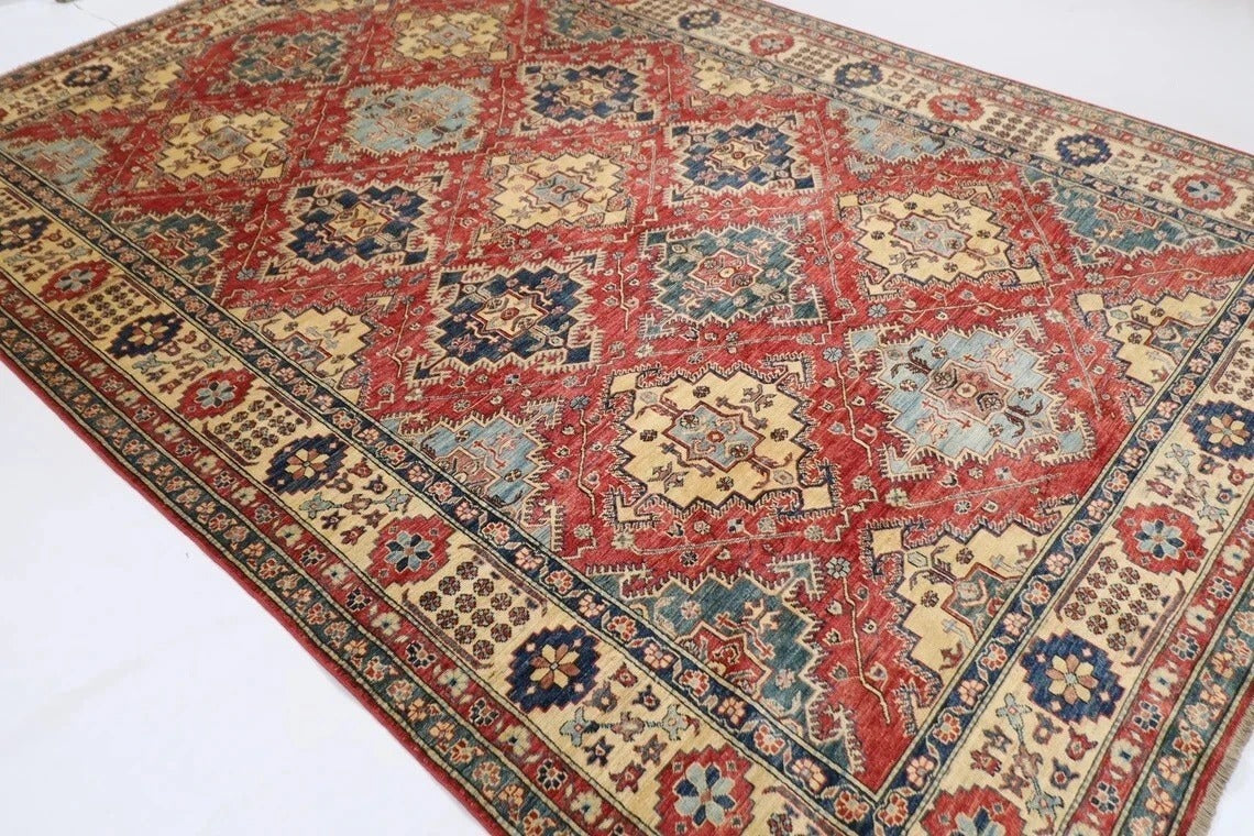 231 x 336 cm | Kazak Afghan Tribal Hand Knotted Carpet