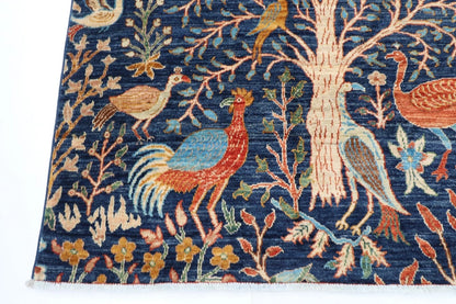 179 x 280 cm |  Birds Blue Afghan Tribal Hand Knotted Veg Dye Wool carpet