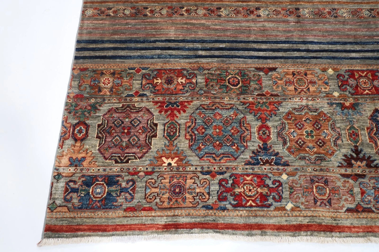 169 x 247 cm | Khorjun Afghan Tribal Hand Knotted Veg Dye Wool Carpet