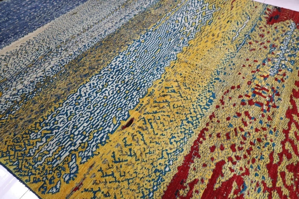 296 x 391 cm | Abstract Afghan Tribal Hand Knotted Carpet