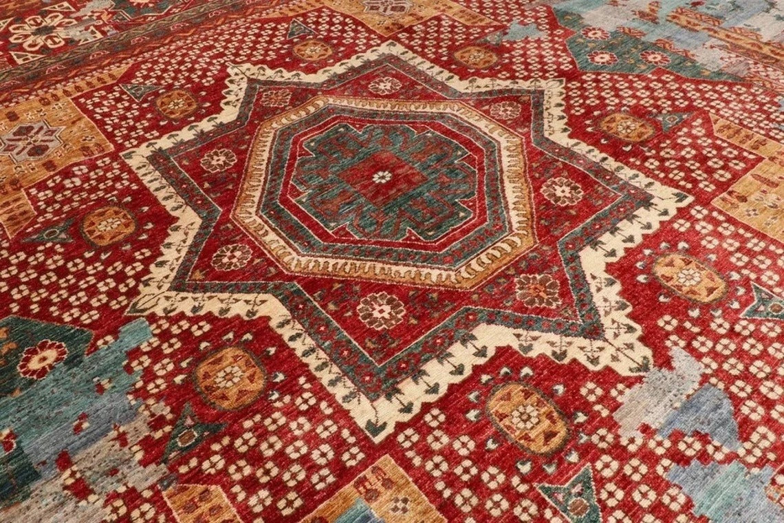 279 x 369 cm | Abstract Mamluk Afghan Hand Knotted Carpet