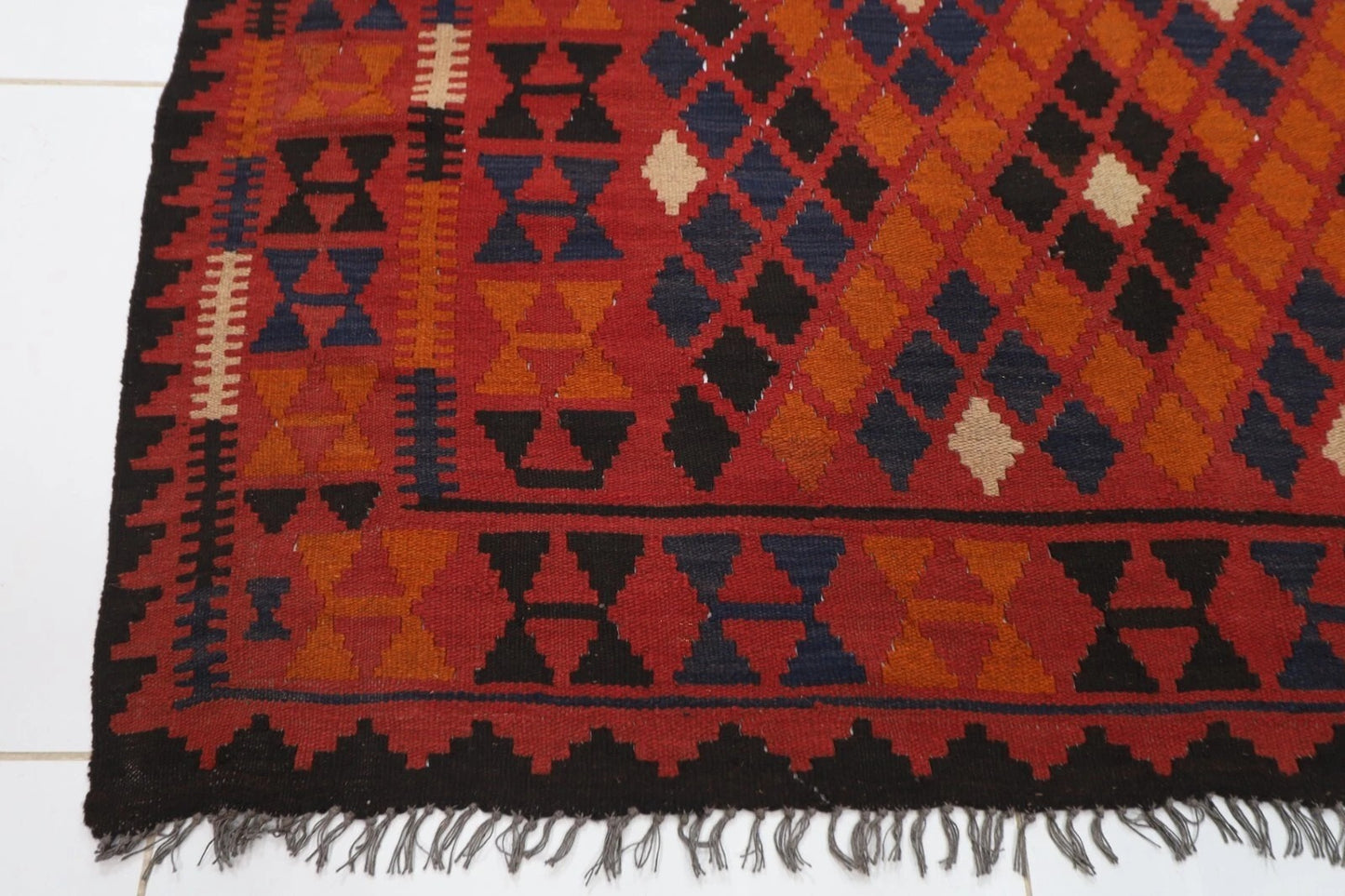 176 x 252 cm | Flat Weaved Afghan Tribal Hand Knotted Veg Dye Wool Carpet