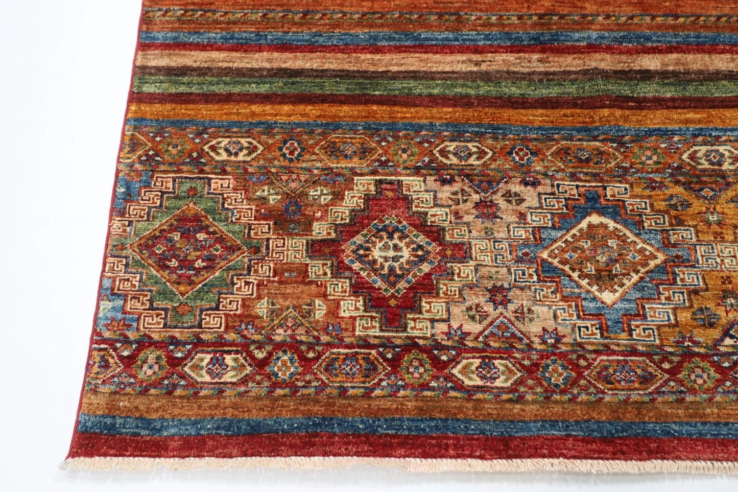 154 x 206 cm | Khorjun Afghan Tribal Hand Knotted Veg Dye Wool carpet