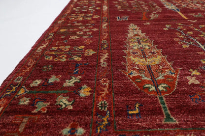 155 x 204 cm | Tree Afghan Tribal Hand Knotted Veg Dye Wool Carpet