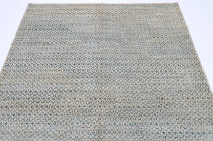 185 x 271 cm | Mamluk Blue Afghan Tribal Hand Knotted Veg Dye Wool Carpet
