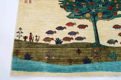 174 x 243 cm | Afghan Tribal Hand Knotted Veg Dye Wool Carpet