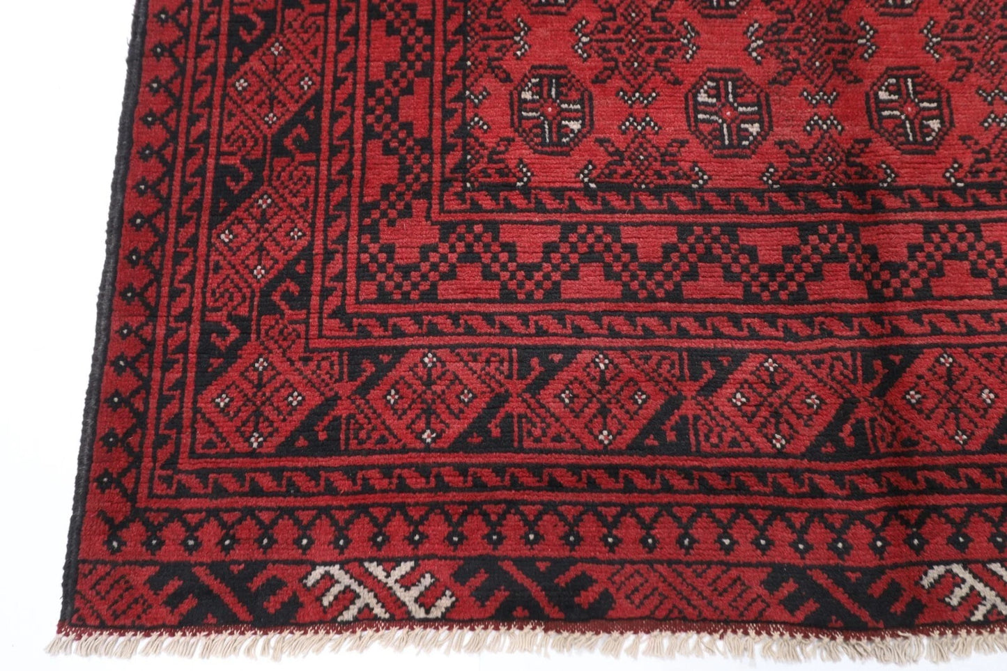 164 x 239 cm | Akja Bokhara Afghan Tribal Hand Knotted Veg Dye Wool Carpet