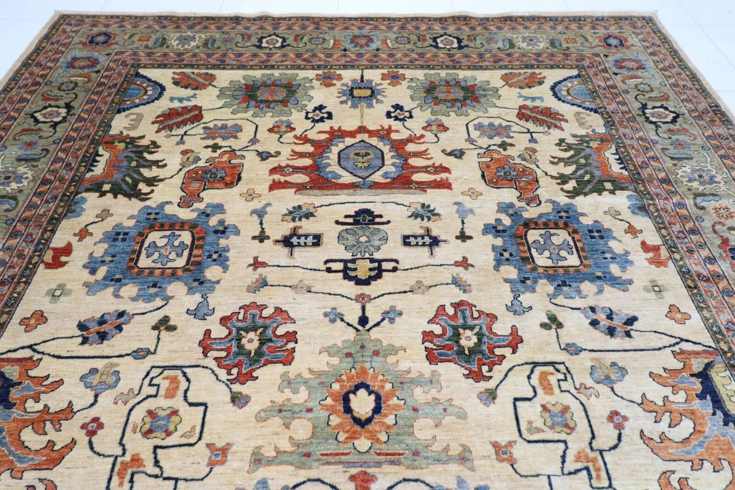 305 x 408 cm | Aryana Beige Afghan Hand Knotted Carpet