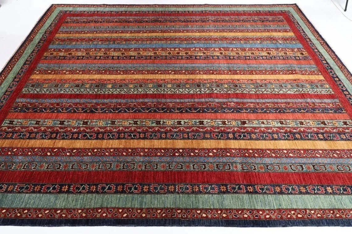 273 x 344 cm | Shawl Afghan Tribal Hand Knotted Carpet