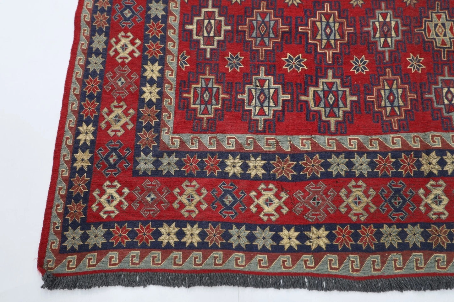 180 x 231 cm | Sumak Afghan Tribal Hand Knotted Veg Dye Wool Kilim