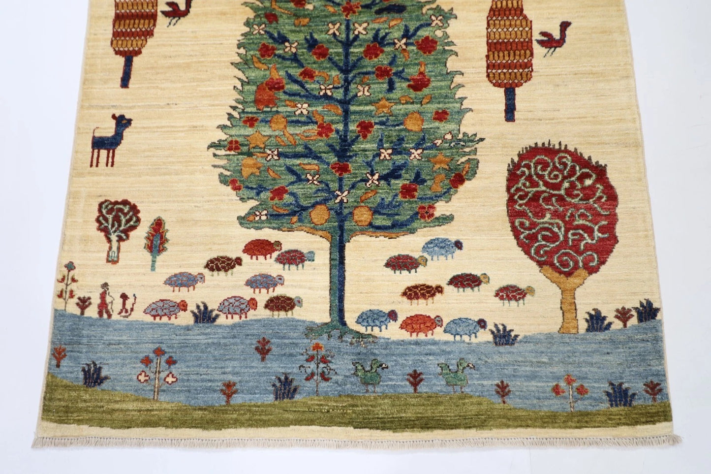 124 x 195 cm | Afghan Tribal Hand Knotted Veg Dye Wool carpet