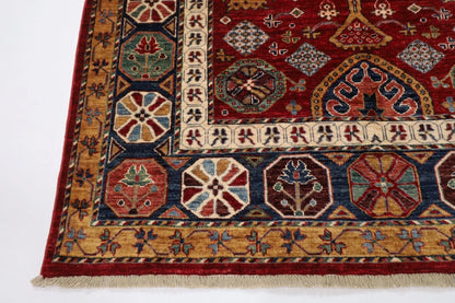 152 x 203 cm | Afghan Tribal Hand Knotted Veg Dye Wool Carpet