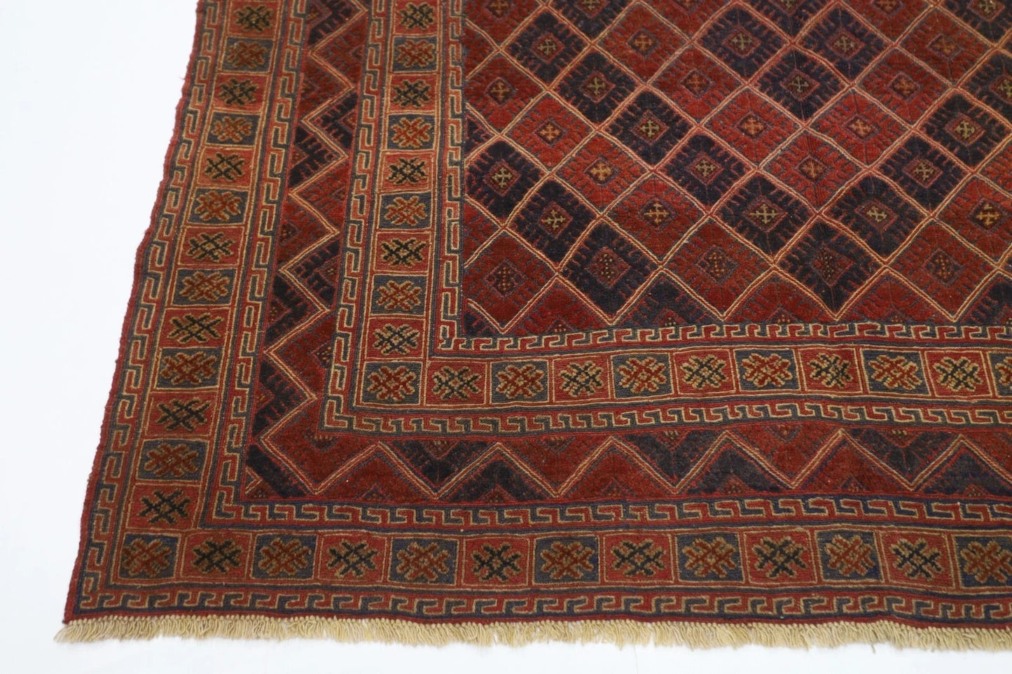 196 x 248 cm | Vintage Afghan Tribal Hand Knotted Veg Dye Wool Carpet