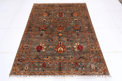 152 x 197 cm | Sultani Afghan Tribal Hand Knotted Veg Dye Wool Carpet