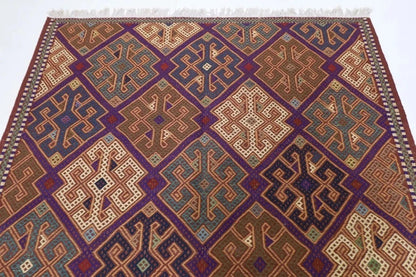 153 x 199 cm | Flat Weave Afghan Tribal Hand Knotted Veg Dye Wool Kilim