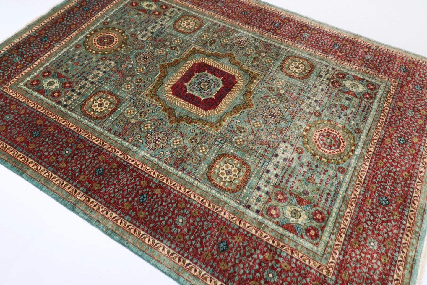 179 x 241 cm | Mamluk Afghan Tribal Hand Knotted Veg Dye Wool Carpet