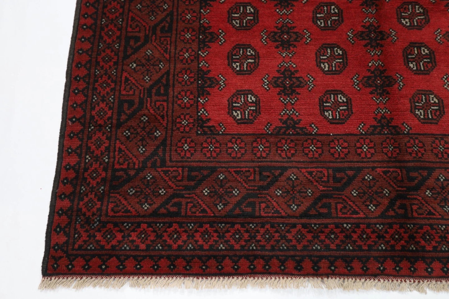 159 x 234 cm | Akja Bokhara Afghan Tribal Hand Knotted Veg Dye Wool Carpet