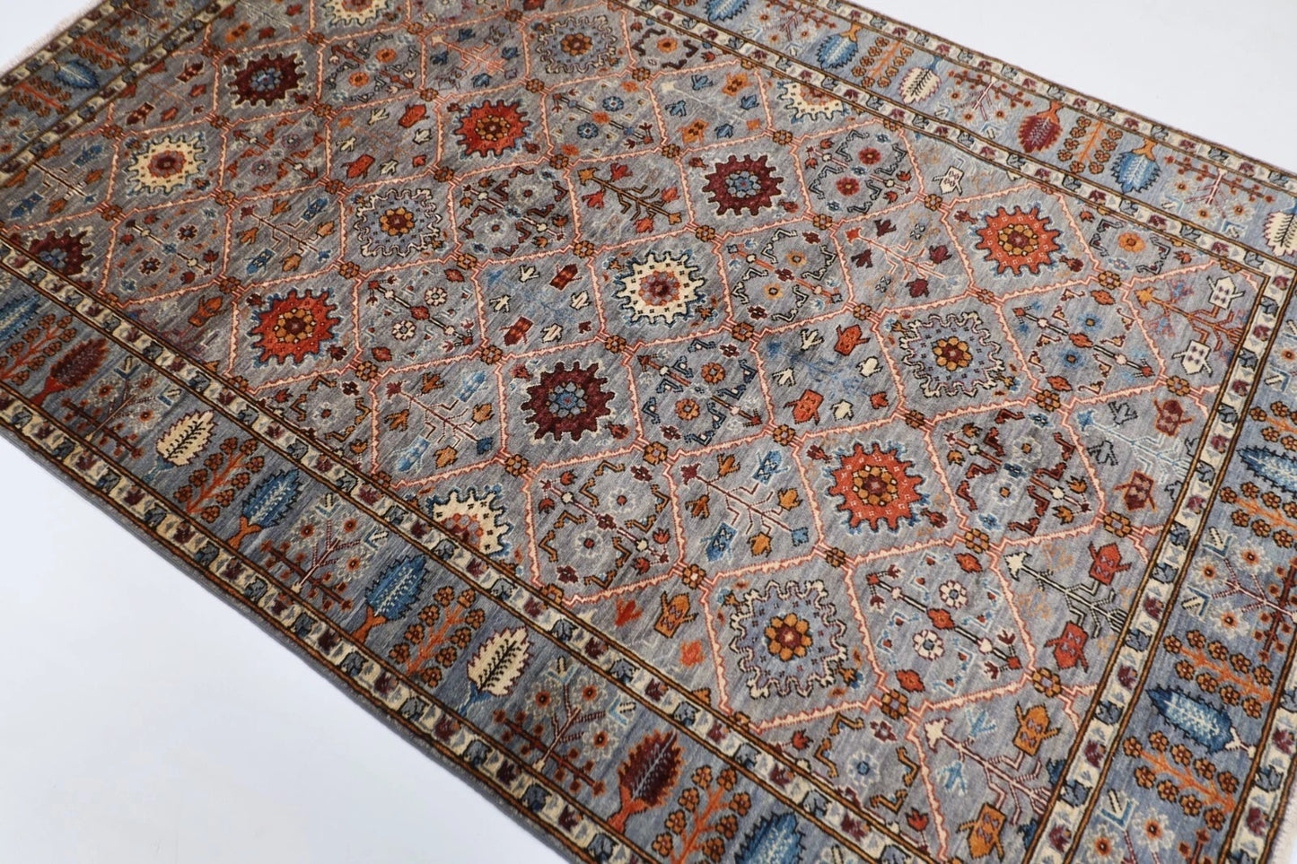 158 x 244 cm | Aryana Afghan Tribal Hand Knotted Veg Dye Wool Carpet