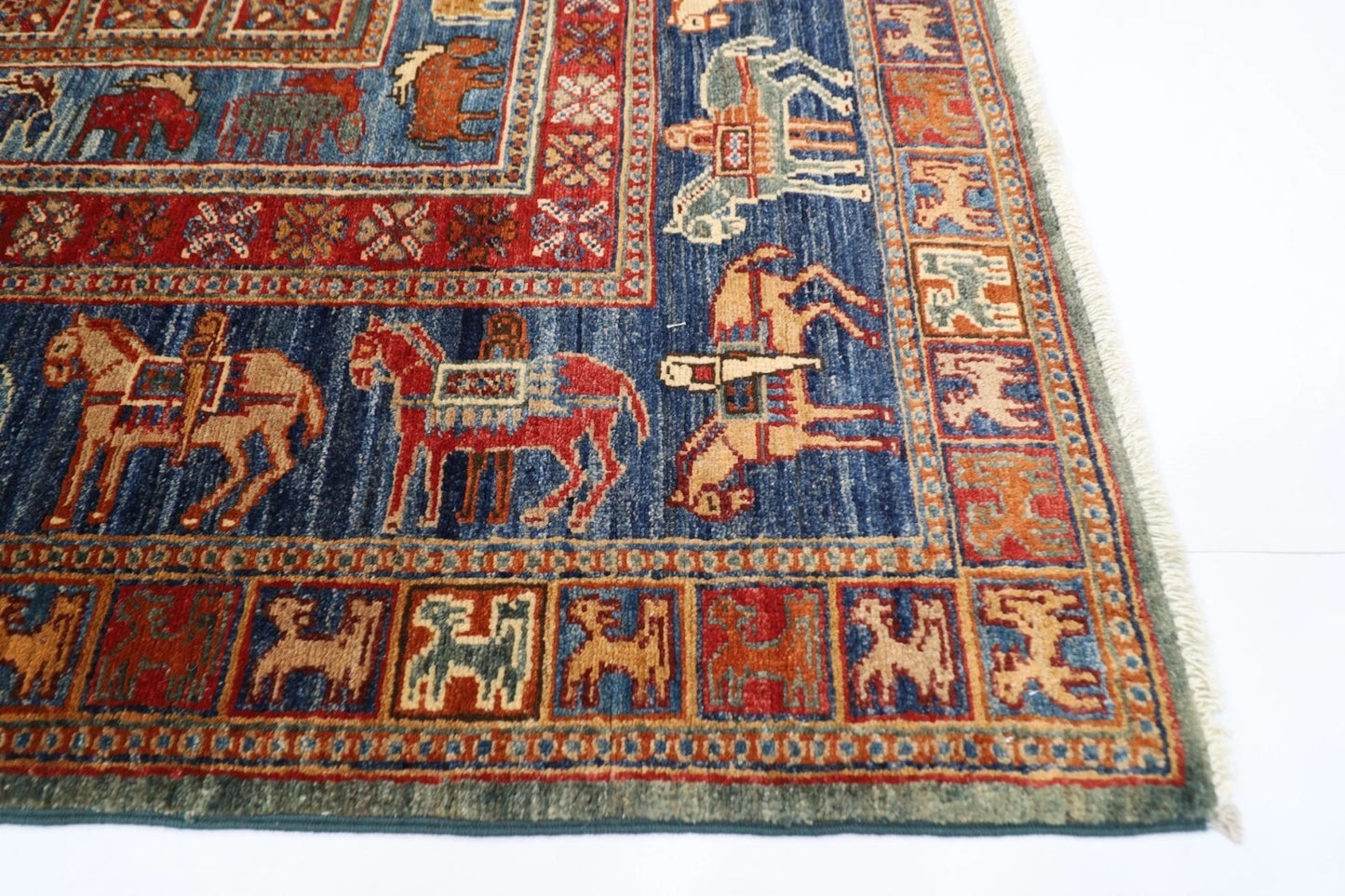 152 x 207 cm | Pazyryk Afghan Tribal Hand Knotted Veg Dye Wool carpet