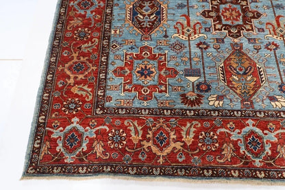 192 x 267 cm | Waziri Blue Afghan Tribal Hand Knotted Veg Dye Wool Carpet