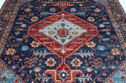 275 x 363 cm | Serapi Navy Afghan Tribal Hand Knotted Carpet