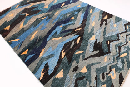 173 x 247 cm | Abstract Afghan Tribal Hand Knotted Veg Dye Wool Carpet
