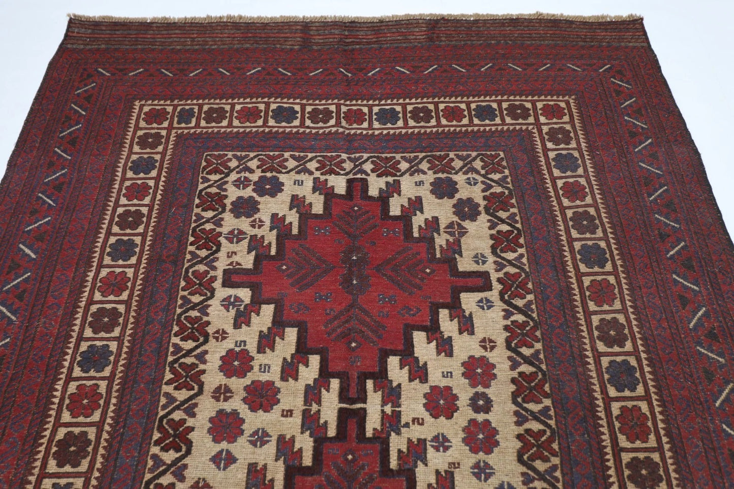 190 x 248 cm | Vintage Kilim Afghan Tribal Hand Knotted Veg Dye Wool Carpet
