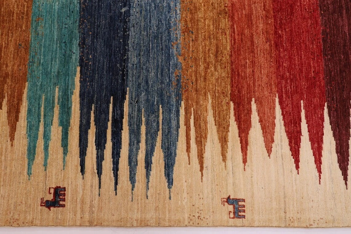 200 x 308 cm | Striped Gabbeh Afghan Tribal Hand Knotted Carpet