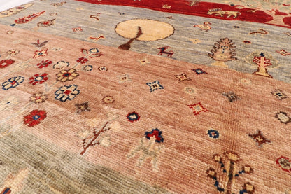 155 x 201 cm | Landscape Afghan Tribal Hand Knotted Veg Dye Wool Carpet