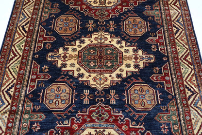 182 x 288 cm |  Kazak Blue Afghan Tribal Hand Knotted Veg Dye Wool carpet