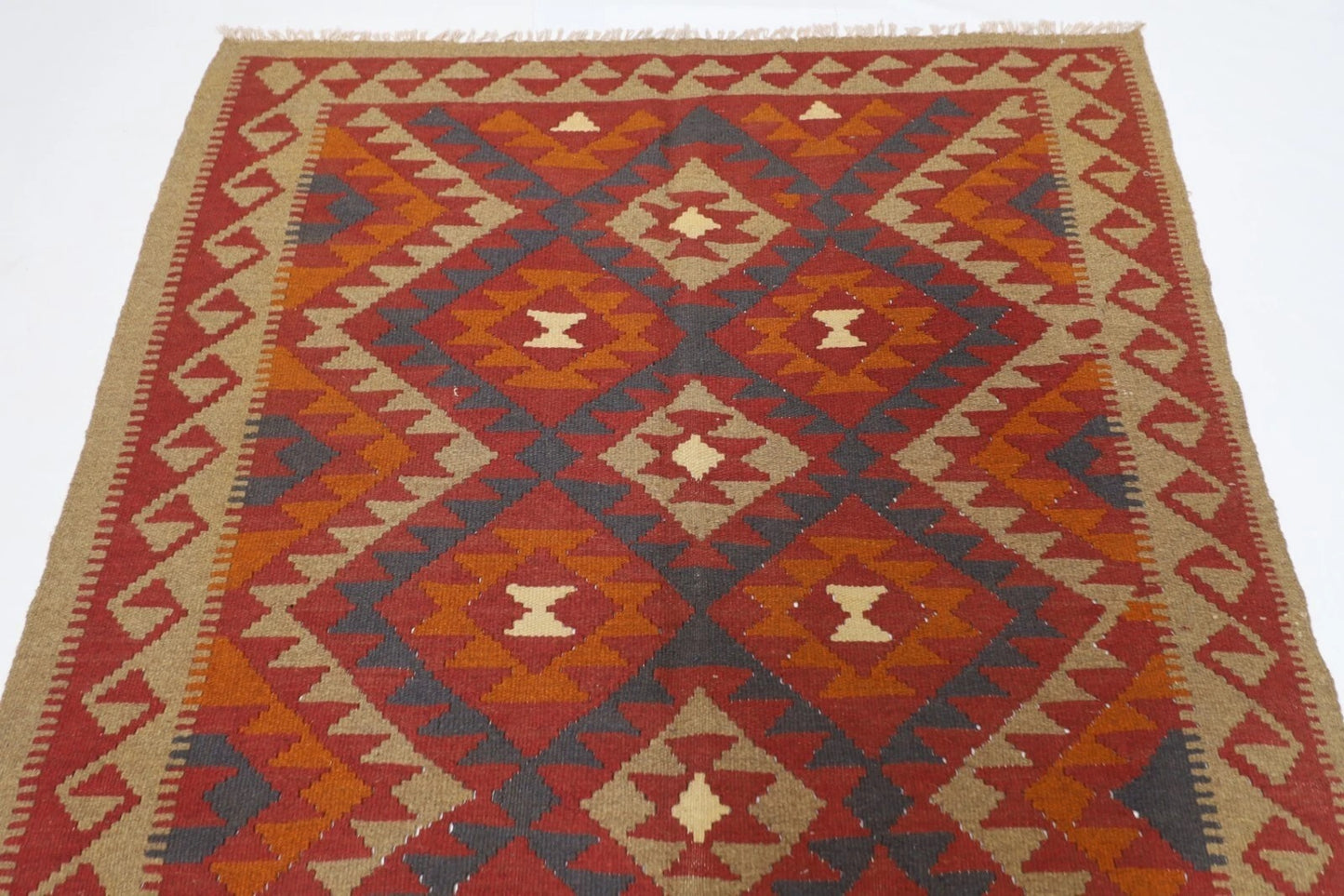 144 x 244 cm | Flat Weave Afghan Tribal Hand Knotted Veg Dye Wool Carpet
