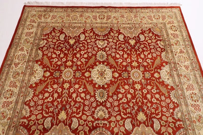 182 x 276 cm | Floral Red Afghan Tribal Hand Knotted Veg Dye Wool Carpet