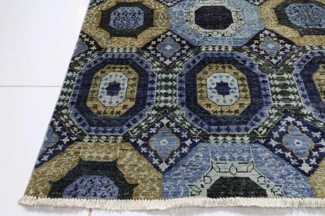 181 x 283 cm | Mamluk Afghan Tribal Hand Knotted Veg Dye Wool Carpet