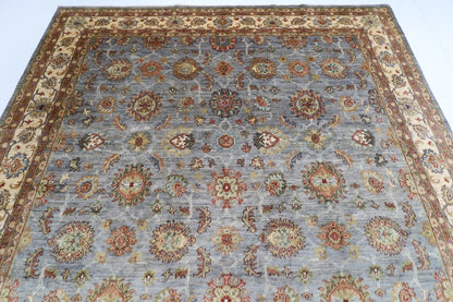 276 x 360 cm | Blueish Grey Afghan Tribal Hand Knotted Carpet