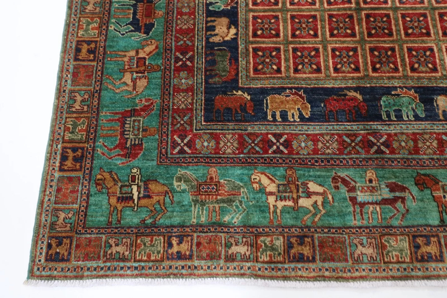 168 x 234 cm | Pazyryk Afghan Tribal Hand Knotted Veg Dye Wool Carpet