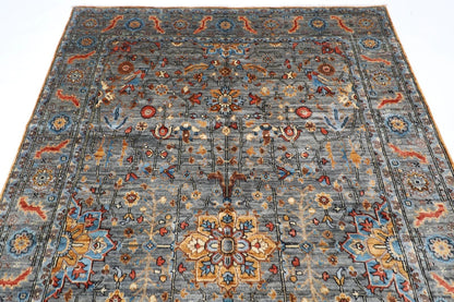 180 x 275 cm |  Aryana Gray Afghan Tribal Hand Knotted Veg Dye Wool carpet