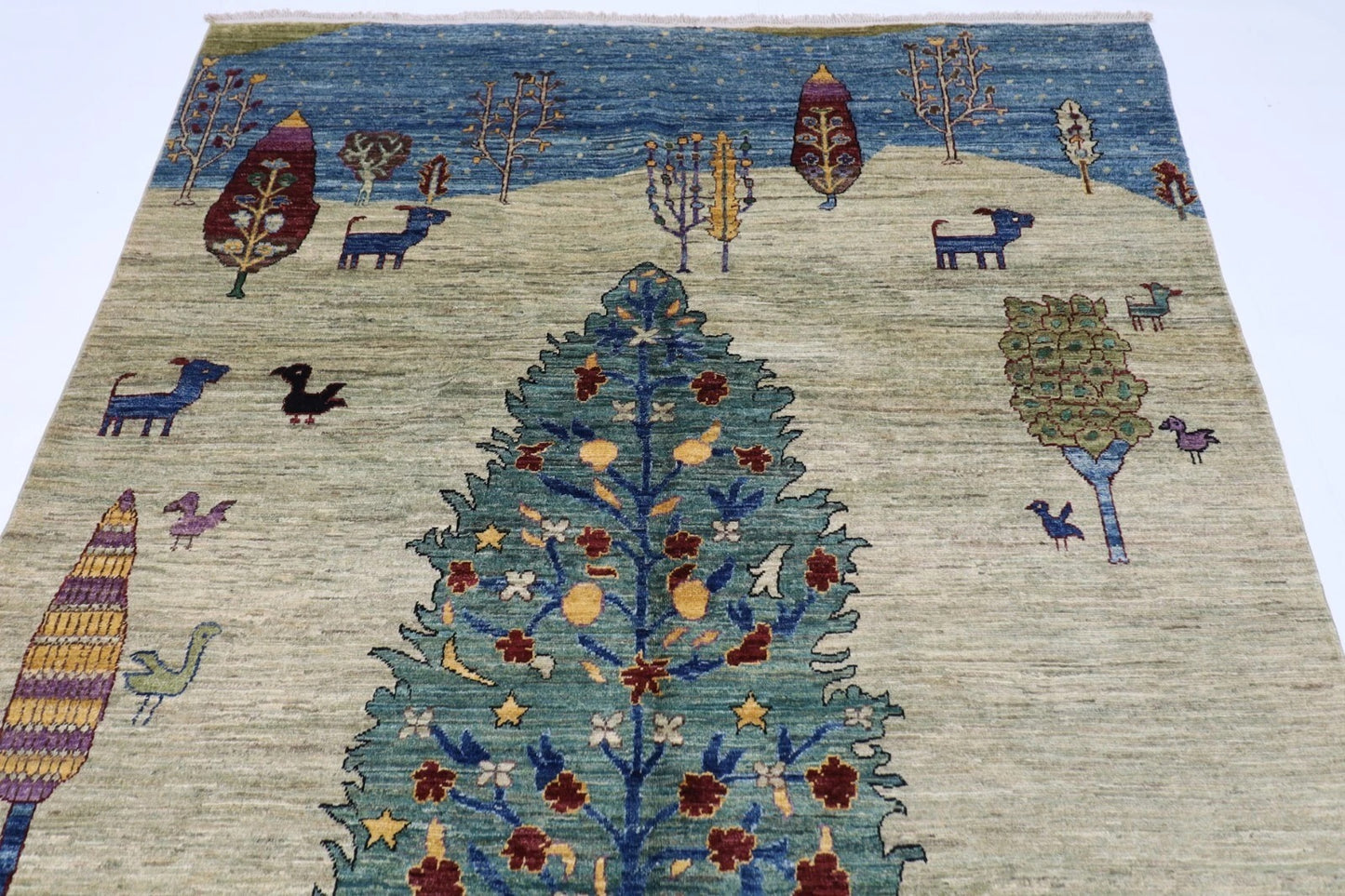 170 x 248 cm | Tree Afghan Tribal Hand Knotted Veg Dye Wool Carpet