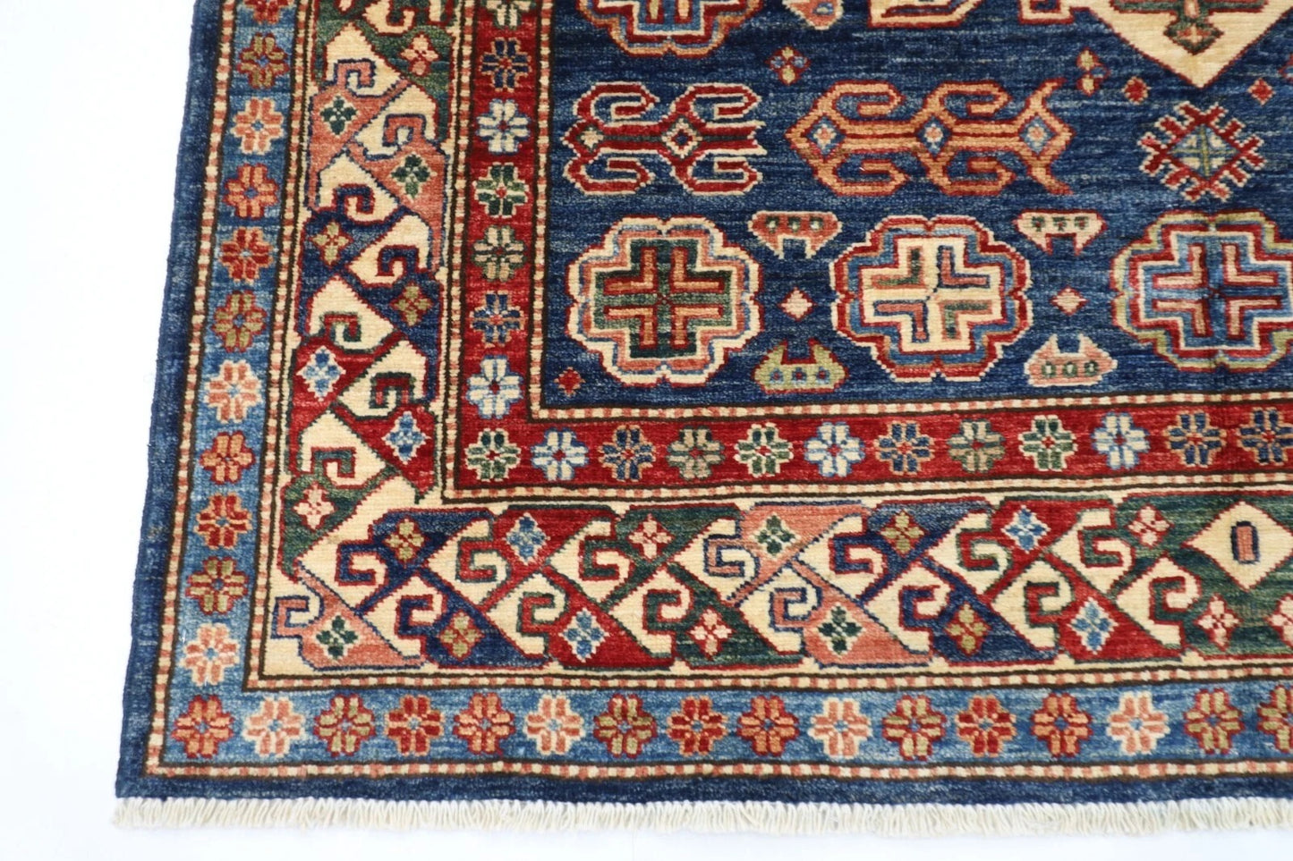 149 x 230 cm | Kazak Afghan Tribal Hand Knotted Veg Dye Wool Carpet
