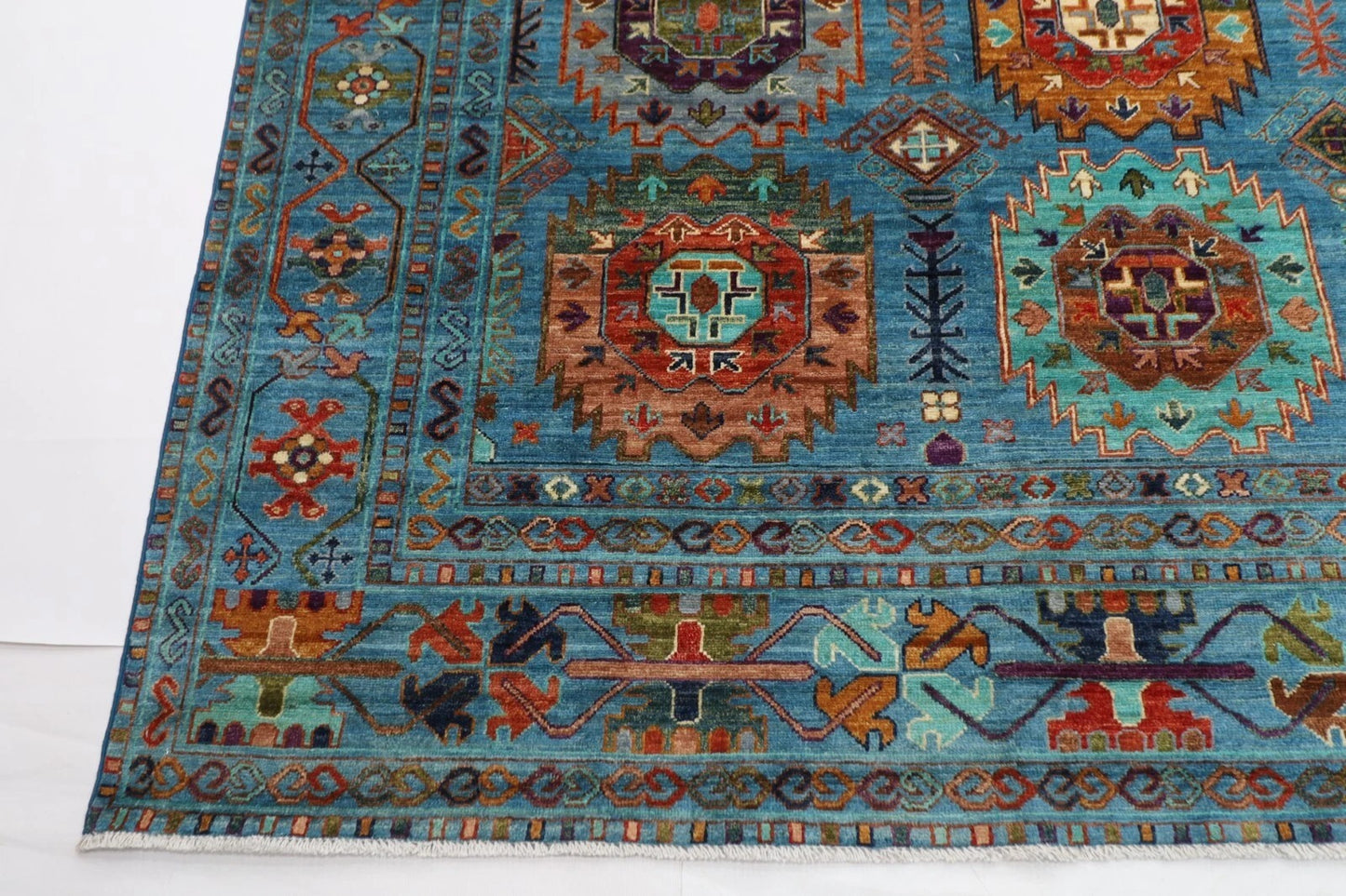 277 x 368 cm | Waziri Blue Afghan Tribal Hand Knotted Carpet