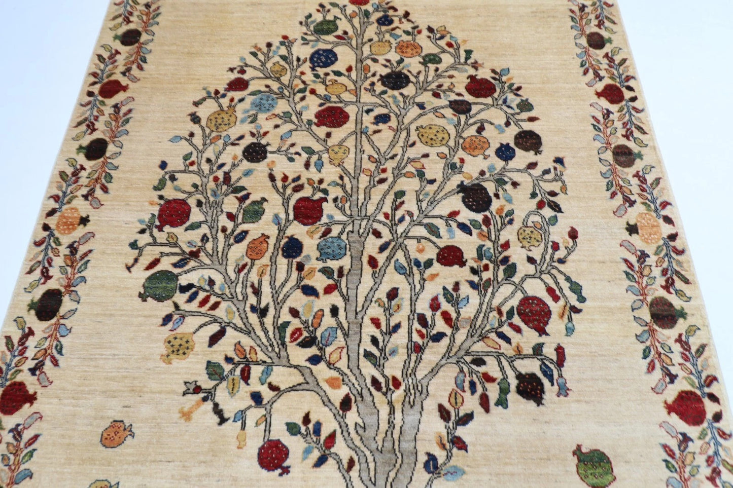 176 x 245 cm | Beige Afghan Tribal Hand Knotted Veg Dye Wool Carpet
