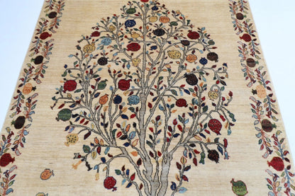 176 x 245 cm | Beige Afghan Tribal Hand Knotted Veg Dye Wool Carpet