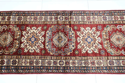 77 x 263 cm | Kazak Afghan Tribal Hand Knotted Wool Runner