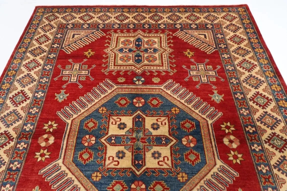 206 x 283 cm | Kazak Afghan Tribal Hand Knotted Carpet