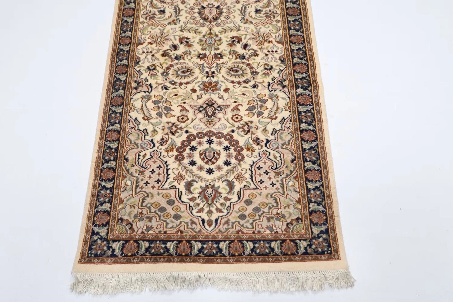 79 x 295 cm | Beige Afghan Tribal Hand Knotted Wool Runner