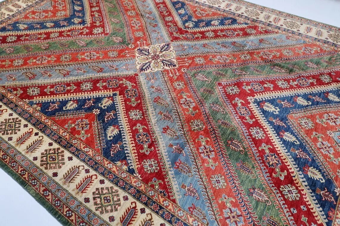 276 x 413 cm | Kazak Afghan Tribal Hand Knotted Carpet