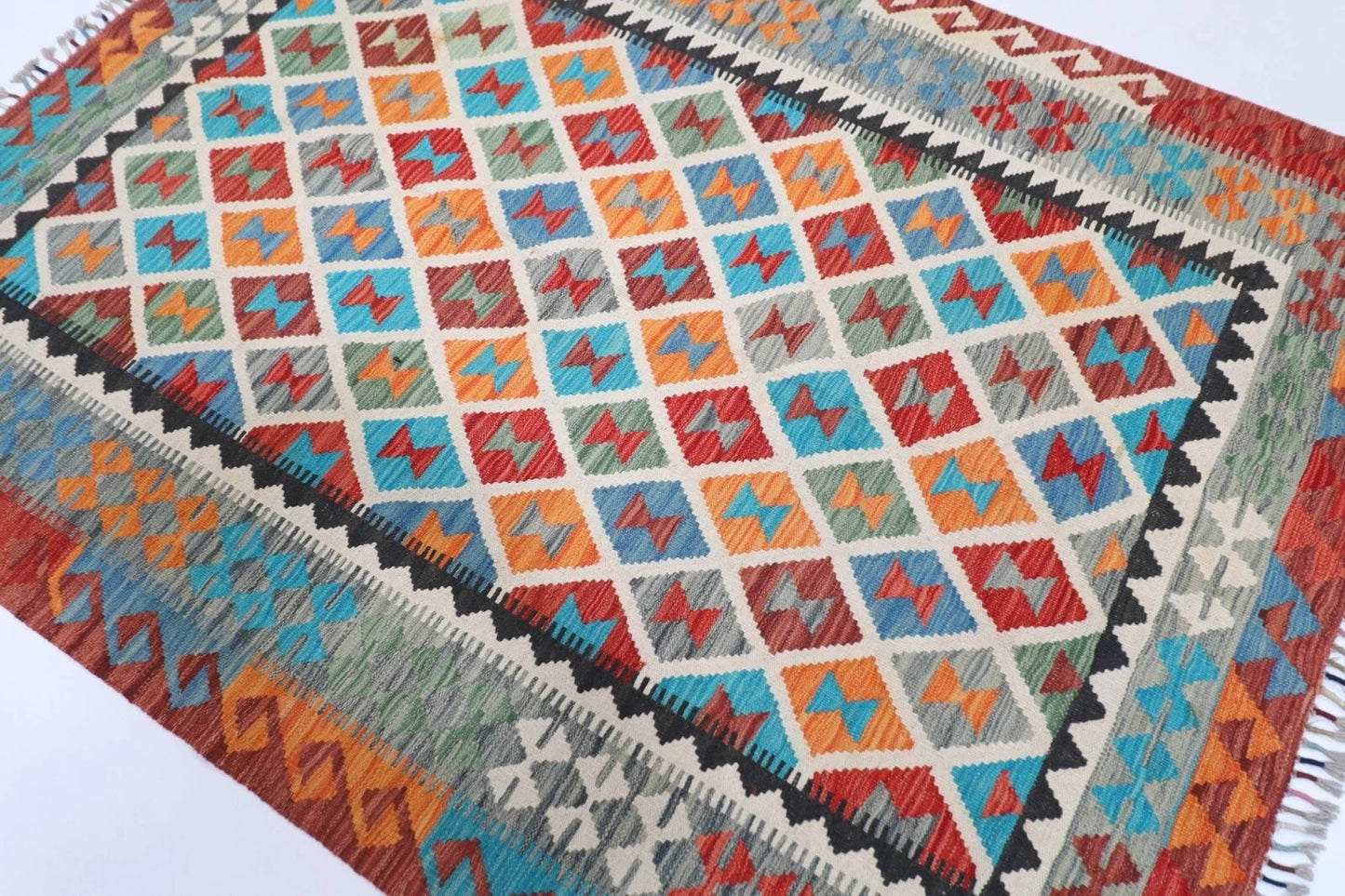 155 x 202 cm | Kilim Afghan Tribal Hand Knotted Veg Dye Wool carpet